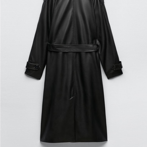 ZARA BELTED FAUX LEATHER TRENCH XS - Picture 2 of 5